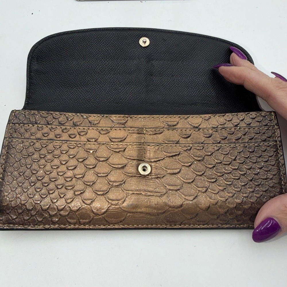 Coach Metallic Bronze Python Embossed Leather Sli… - image 4